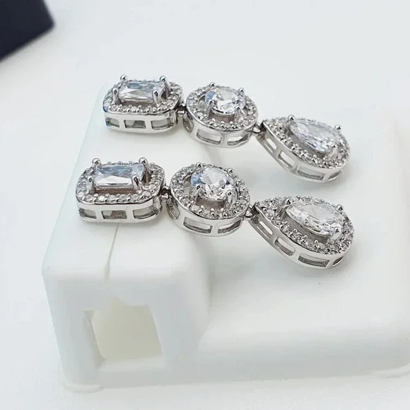 "925 Sterling Silver Cubic Zircon Earrings, UU1P7A7024 - Picture 9 of 11